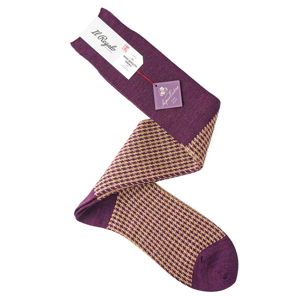 ハウンドトゥースロングホーズ - 靴下 BURGUNDY / 25-27cm Il Regalo/イルレガロ | HIGH QUALITY SOCKS