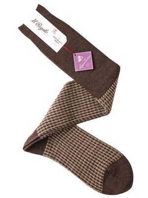 ハウンドトゥースロングホーズ (コラボカラー) - 靴下 BROWN / 25-27cm Il Regalo/イルレガロ | HIGH QUALITY SOCKS
