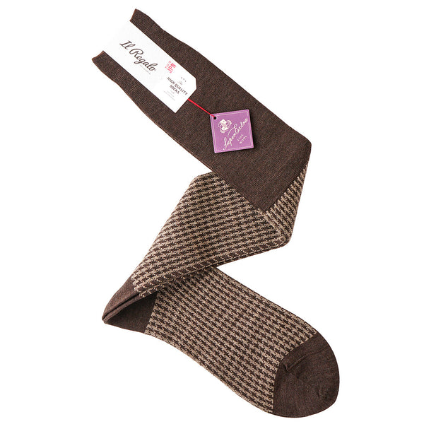 ハウンドトゥースロングホーズ (コラボカラー) - 靴下 BROWN / 25-27cm Il Regalo/イルレガロ | HIGH QUALITY SOCKS