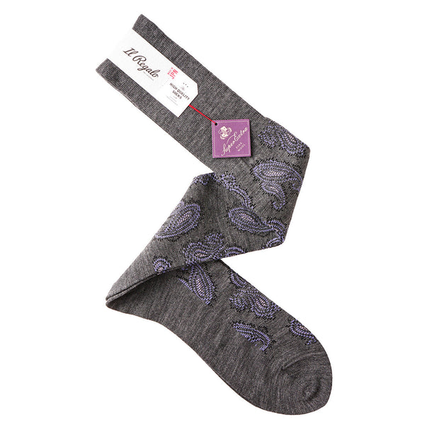 クラシックペイズリーロングホーズ - 靴下 M.GREY / 25-27cm Il Regalo/イルレガロ | HIGH QUALITY SOCKS