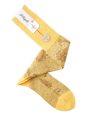 リネンフローラルロングホーズ  / Lサイズ - 靴下 MUSTARD / 27-29cm Il Regalo/イルレガロ | HIGH QUALITY SOCKS