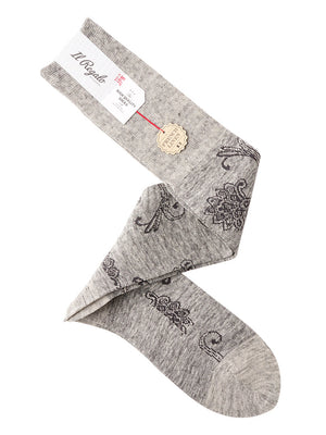 リネンフローラルロングホーズ - 靴下 GREY / 25-27cm Il Regalo/イルレガロ | HIGH QUALITY SOCKS