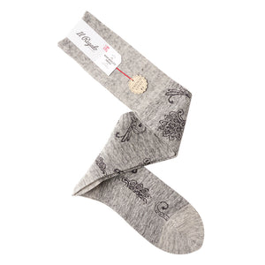 リネンフローラルロングホーズ - 靴下 GREY / 25-27cm Il Regalo/イルレガロ | HIGH QUALITY SOCKS