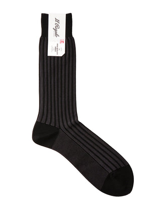ストライプジャガードソックス - 靴下 BLACK / 25-27cm Il Regalo/イルレガロ | HIGH QUALITY SOCKS