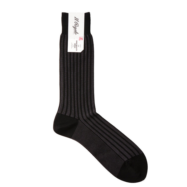 ストライプジャガードソックス - 靴下 BLACK / 25-27cm Il Regalo/イルレガロ | HIGH QUALITY SOCKS
