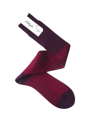 ストライプジャガードロングホーズ - 靴下 BURGUNDY / 25-27cm Il Regalo/イルレガロ | HIGH QUALITY SOCKS