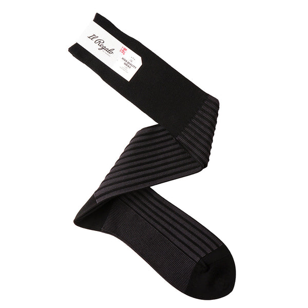 ストライプジャガードロングホーズ / Lサイズ - 靴下 BLACK / 27-29cm Il Regalo/イルレガロ | HIGH QUALITY SOCKS
