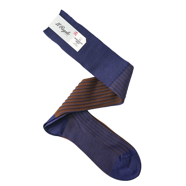リバーシブルロングホーズ -  BLUE & AMBER / 25-27cm Il Regalo/イルレガロ | HIGH QUALITY SOCKS