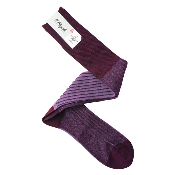 リバーシブルロングホーズ / Lサイズ -  BURGUNDY & MAUVE / 27-29cm Il Regalo/イルレガロ | HIGH QUALITY SOCKS