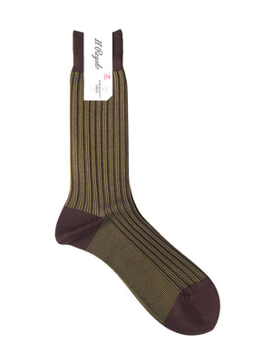 ダブルストライプソックス - 靴下 BROWN / 25-27cm Il Regalo/イルレガロ | HIGH QUALITY SOCKS