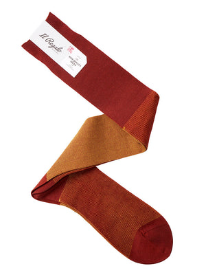 リバーシブルバイカラーロングホーズ - 靴下 TERRACOTTA & TURMERIC / 25-27cm Il Regalo/イルレガロ | HIGH QUALITY SOCKS