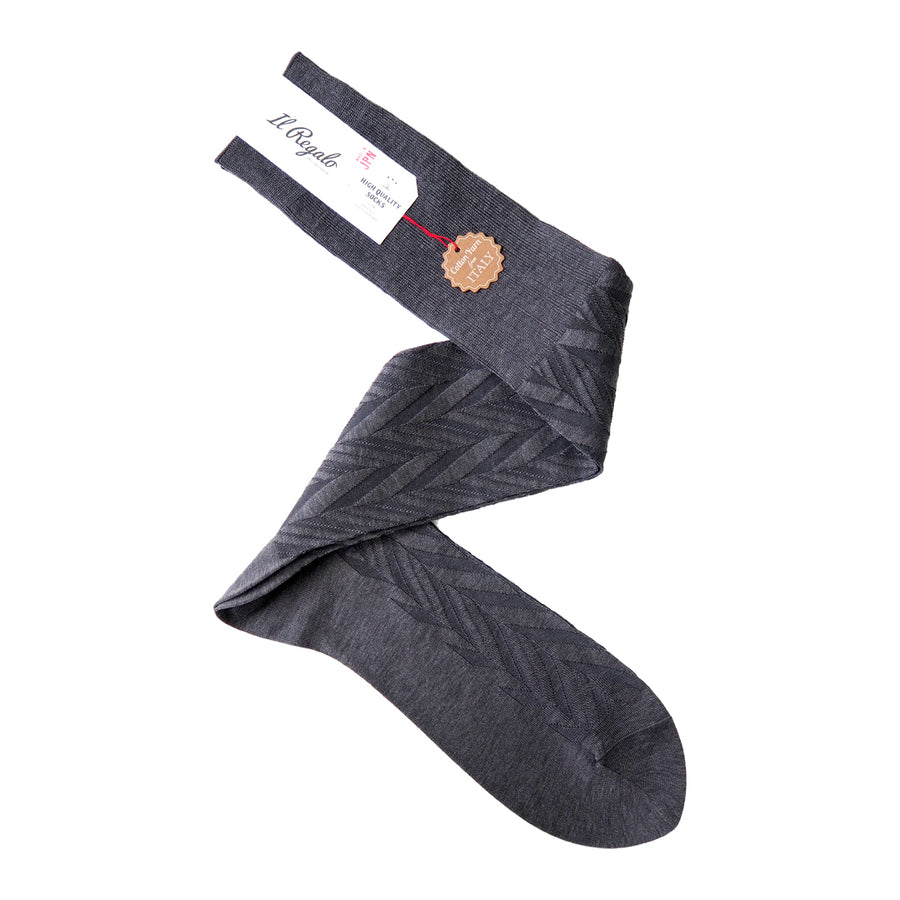 Shadow Herringbone Over-the-calf Socks, Large Size