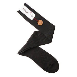 シャドーヘリンボーンロングホーズ / Lサイズ - 靴下 BLACK / 27-29cm Il Regalo/イルレガロ | HIGH QUALITY SOCKS