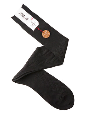 シャドーヘリンボーンロングホーズ - 靴下 BLACK / 25-27cm Il Regalo/イルレガロ | HIGH QUALITY SOCKS