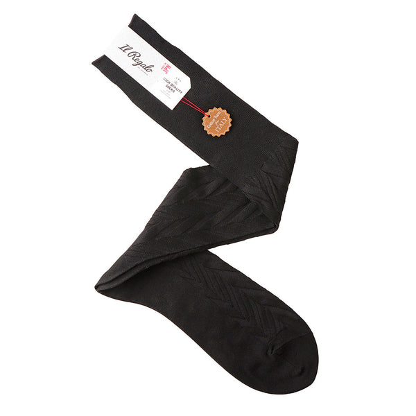 シャドーヘリンボーンロングホーズ - 靴下 BLACK / 25-27cm Il Regalo/イルレガロ | HIGH QUALITY SOCKS