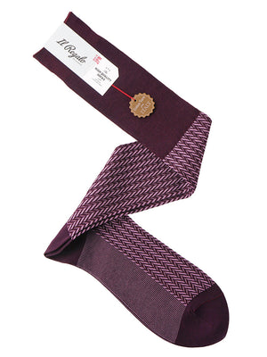 ヘリンボーンロングホーズ (コラボカラー) - 靴下 BURGUNDY / 27-29cm Il Regalo/イルレガロ | HIGH QUALITY SOCKS