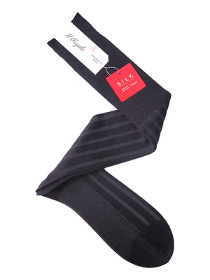 シルクシャドーリブロングホーズ - 靴下 BLACK / 25-27cm Il Regalo/イルレガロ | HIGH QUALITY SOCKS