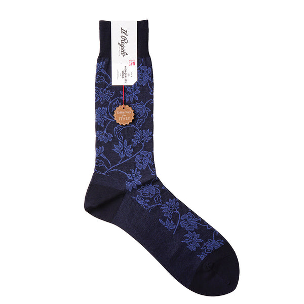 ペイズリーブルームソックス - 靴下 NAVY / 25-27cm Il Regalo/イルレガロ | HIGH QUALITY SOCKS