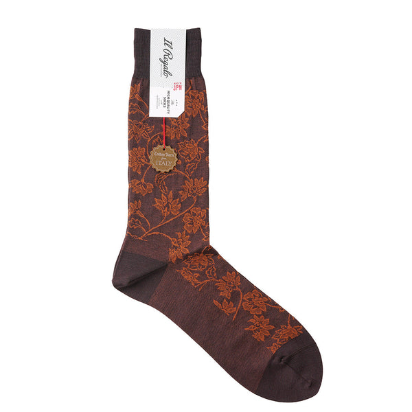 ペイズリーブルームソックス - 靴下 BROWN / 25-27cm Il Regalo/イルレガロ | HIGH QUALITY SOCKS