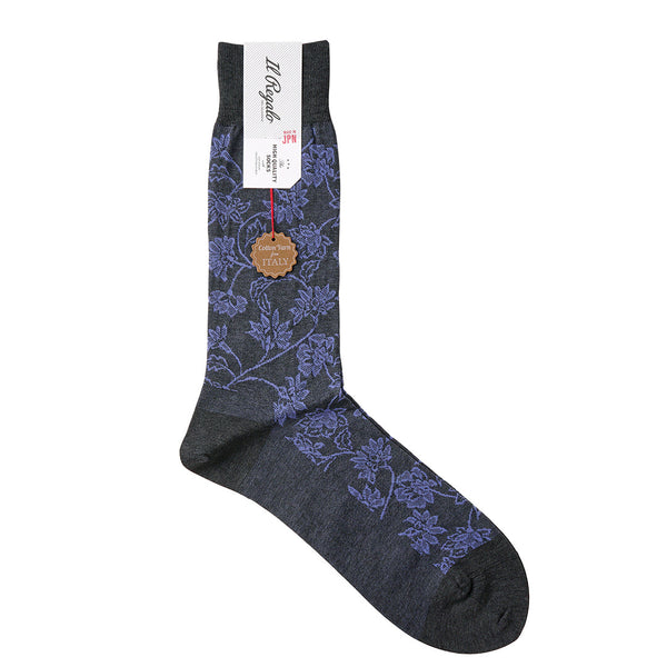 ペイズリーブルームソックス - 靴下 D.GREY / 25-27cm Il Regalo/イルレガロ | HIGH QUALITY SOCKS