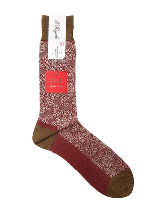 シルクペイズリーソックス - 靴下 MOCHA & WINE / 25-27cm Il Regalo/イルレガロ | HIGH QUALITY SOCKS