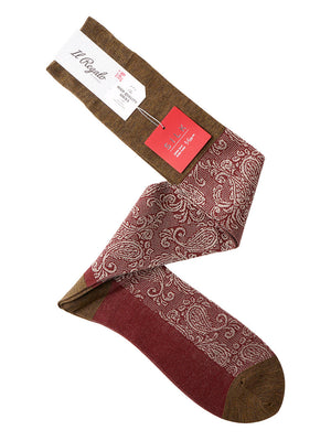 シルクペイズリーロングホーズ - 靴下 MOCHA & WINE / 25-27cm Il Regalo/イルレガロ | HIGH QUALITY SOCKS