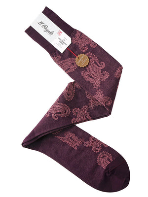 ファインペイズリーロングホーズ - 靴下 BURGUNDY / 25-27cm Il Regalo/イルレガロ | HIGH QUALITY SOCKS