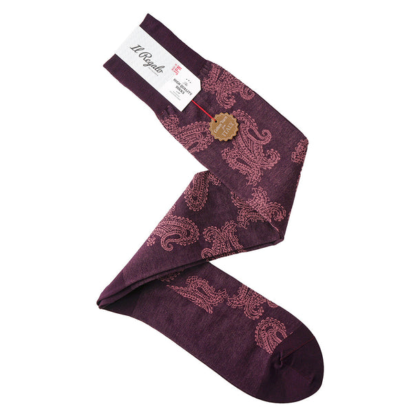 ファインペイズリーロングホーズ - 靴下 BURGUNDY / 25-27cm Il Regalo/イルレガロ | HIGH QUALITY SOCKS