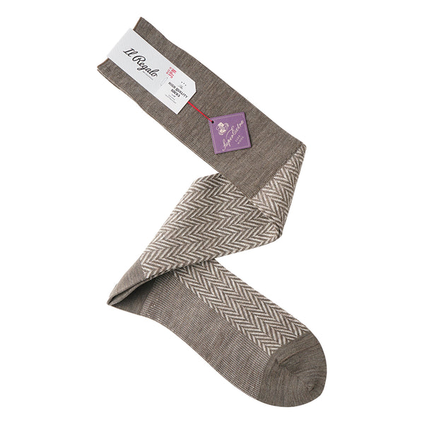 ウール＆リネンヘリンボーンロングホーズ - 靴下  Il Regalo/イルレガロ | HIGH QUALITY SOCKS