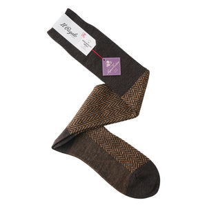 ウール＆リネンヘリンボーンロングホーズ - 靴下  Il Regalo/イルレガロ | HIGH QUALITY SOCKS