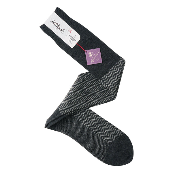 ウール＆リネンヘリンボーンロングホーズ - 靴下  Il Regalo/イルレガロ | HIGH QUALITY SOCKS