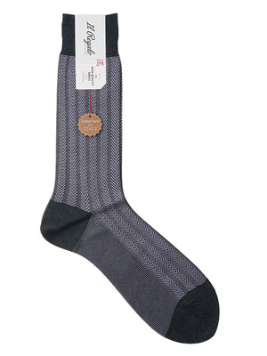 ストライプヘリンボーンソックス - 靴下  Il Regalo/イルレガロ | HIGH QUALITY SOCKS