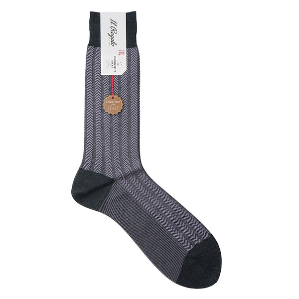 ストライプヘリンボーンソックス - 靴下  Il Regalo/イルレガロ | HIGH QUALITY SOCKS