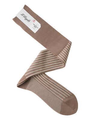コットン＆シルクストライプロングホーズ - 靴下  Il Regalo/イルレガロ | HIGH QUALITY SOCKS
