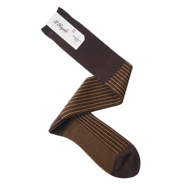 コットン＆シルクストライプロングホーズ - 靴下  Il Regalo/イルレガロ | HIGH QUALITY SOCKS