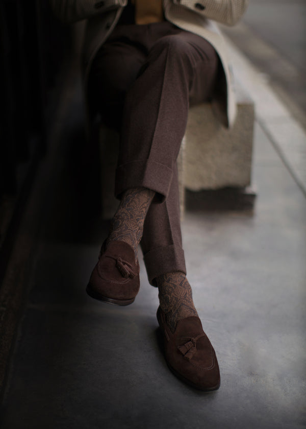 ヘリテージダマスクロングホーズ 【outBespokenコラボレーション】 - 靴下  Il Regalo/イルレガロ | HIGH QUALITY SOCKS