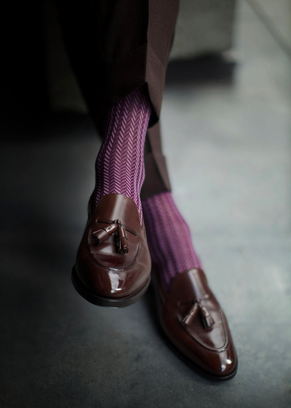 ヘリンボーンロングホーズ 【outBespokenコラボレーション】 - 靴下  Il Regalo/イルレガロ | HIGH QUALITY SOCKS