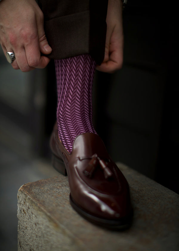 ヘリンボーンロングホーズ 【outBespokenコラボレーション】 - 靴下  Il Regalo/イルレガロ | HIGH QUALITY SOCKS