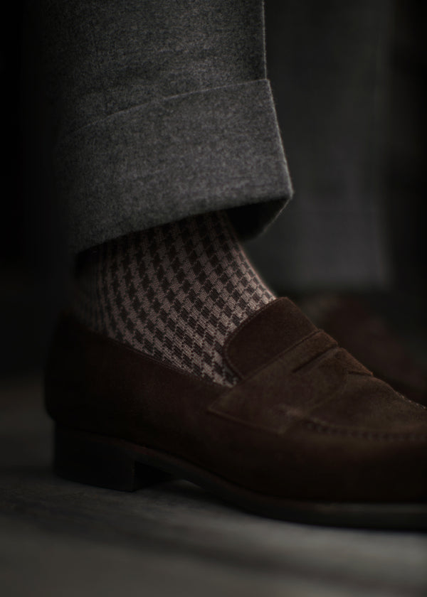 ハウンドトゥースロングホーズ 【outBespokenコラボレーション】 - 靴下  Il Regalo/イルレガロ | HIGH QUALITY SOCKS