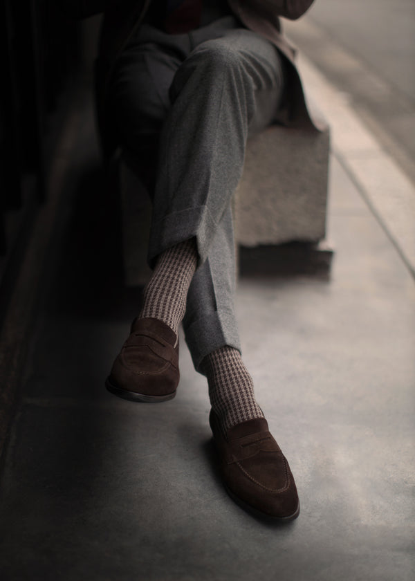 ハウンドトゥースロングホーズ 【outBespokenコラボレーション】 - 靴下  Il Regalo/イルレガロ | HIGH QUALITY SOCKS