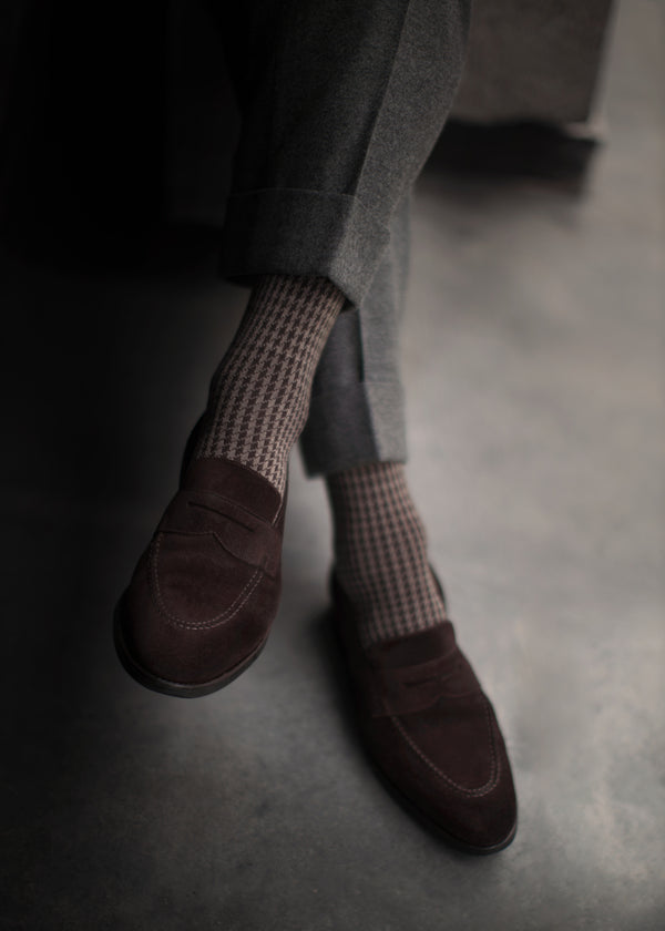 ハウンドトゥースロングホーズ 【outBespokenコラボレーション】 - 靴下  Il Regalo/イルレガロ | HIGH QUALITY SOCKS