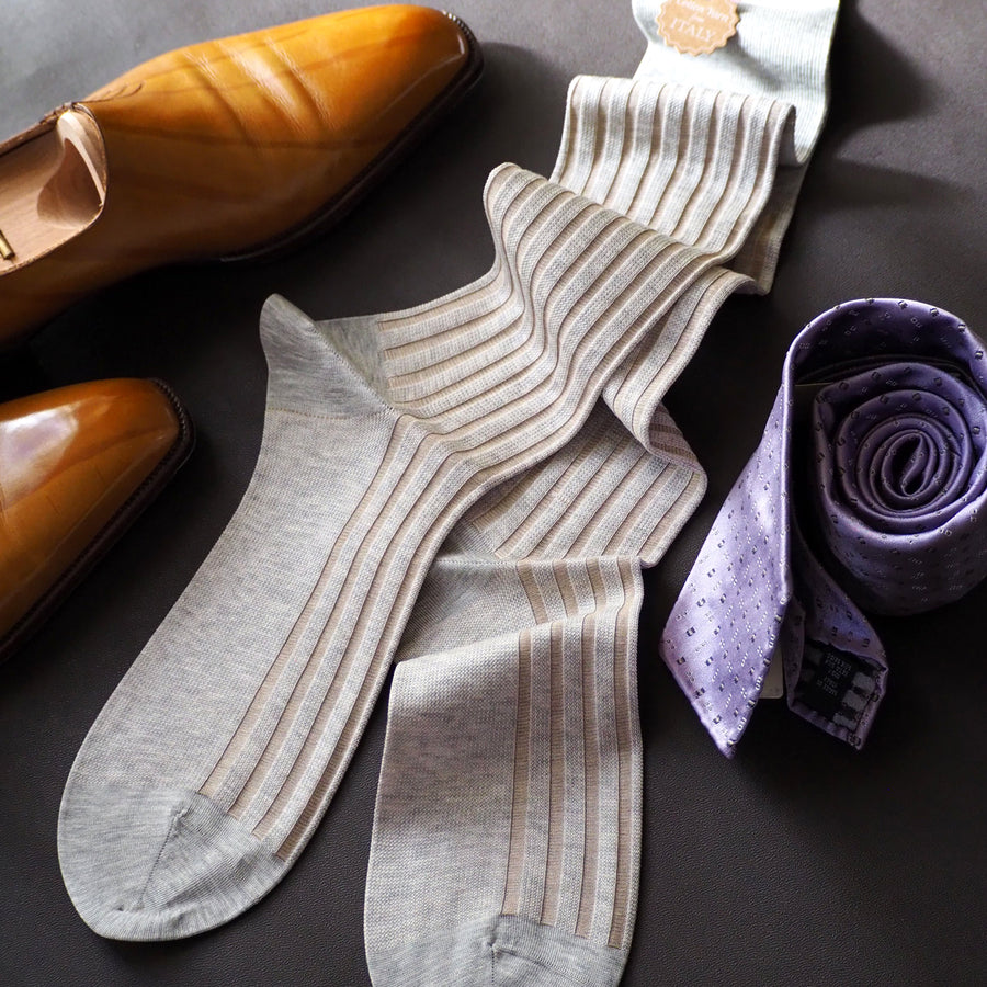 Birdseye Stripe Over-the-Calf Socks