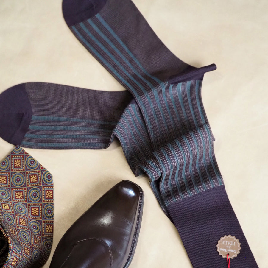 Birdseye Stripe Over-the-Calf Socks