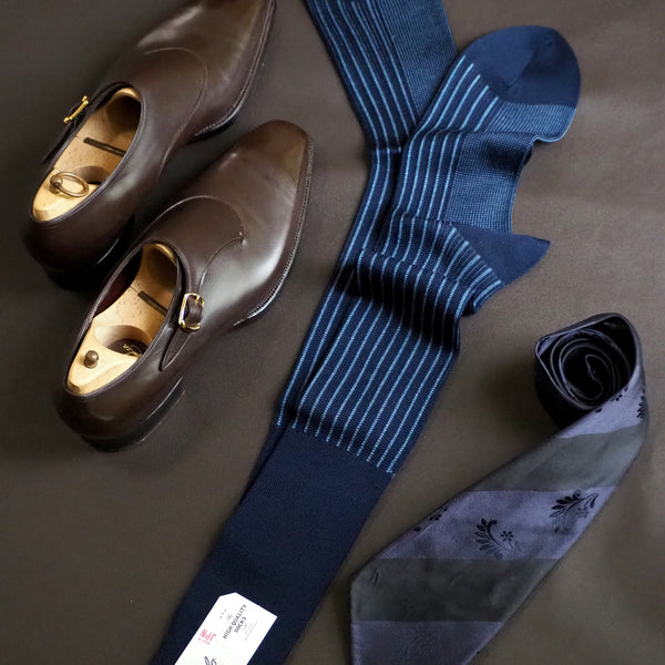 コットン＆シルクストライプロングホーズ - 靴下  Il Regalo/イルレガロ | HIGH QUALITY SOCKS