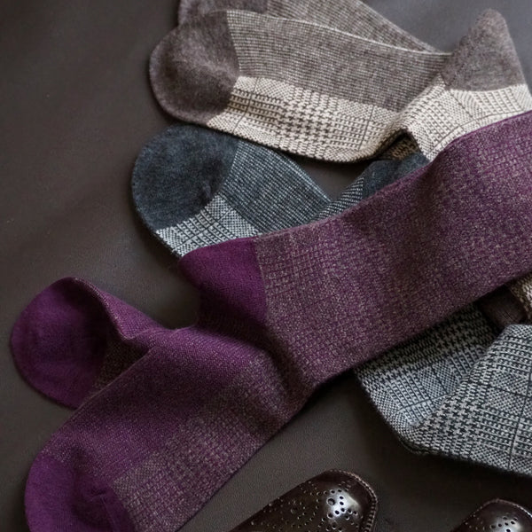 グレンチェックロングホーズ - 靴下  Il Regalo/イルレガロ | HIGH QUALITY SOCKS