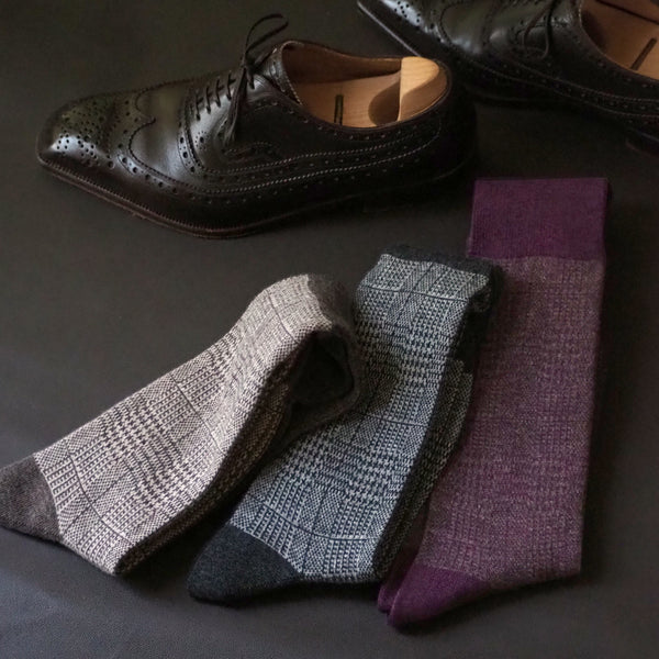 グレンチェックロングホーズ - 靴下  Il Regalo/イルレガロ | HIGH QUALITY SOCKS