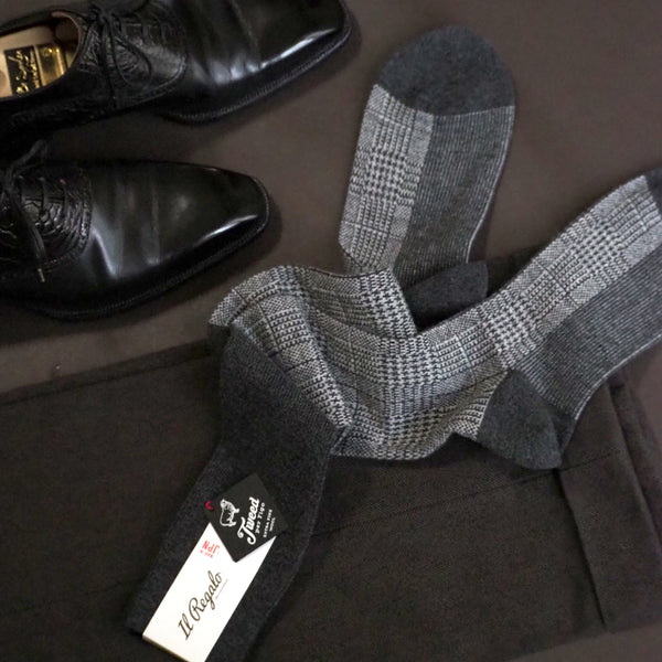 グレンチェックロングホーズ - 靴下  Il Regalo/イルレガロ | HIGH QUALITY SOCKS
