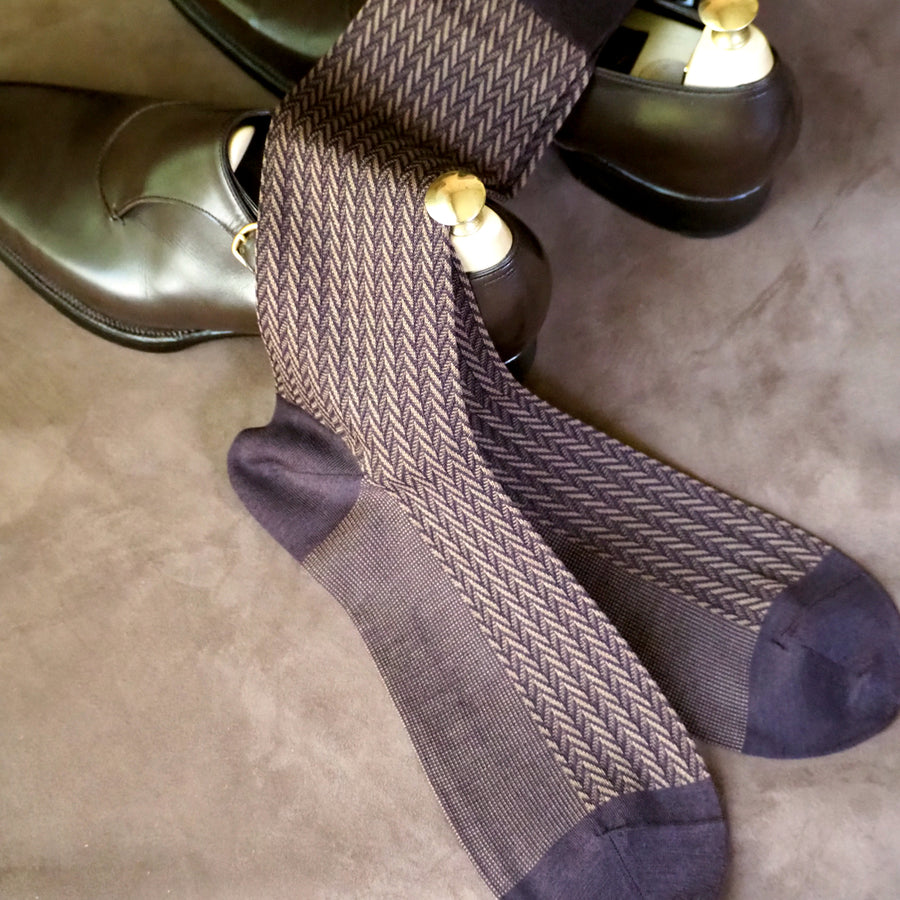 Herringbone Over-the-calf Socks, Large Size