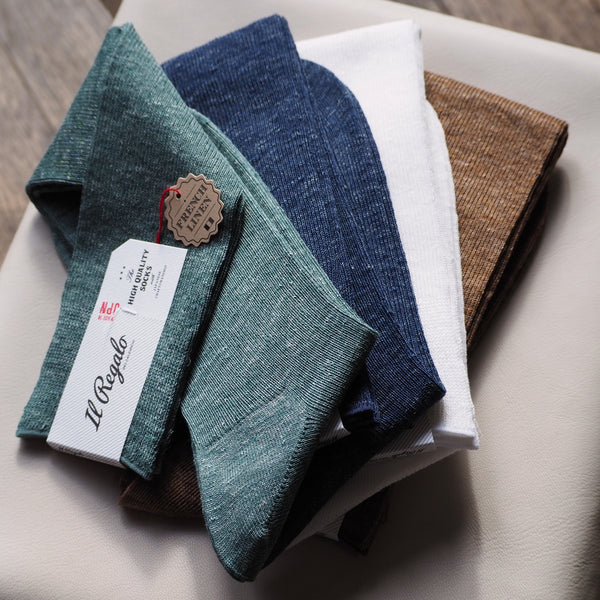 リネンエアリーリブロングホーズ - 靴下  Il Regalo/イルレガロ | HIGH QUALITY SOCKS