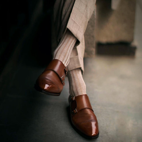 Birdseye Stripe Over-the-calf Socks